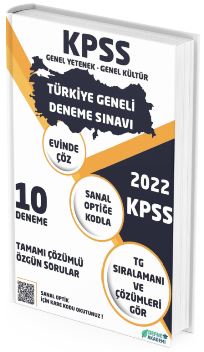 Defne Akademi 2022 KPSS Genel Yetenek Genel Kültür Türkiye Geneli 10 Deneme Defne Akademi Yayınları