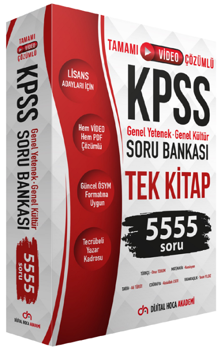 Dijital Hoca KPSS Genel Yetenek Genel Kültür 5555 Soru Bankası Tek Kitap Dijital Hoca Akademi Yayınları