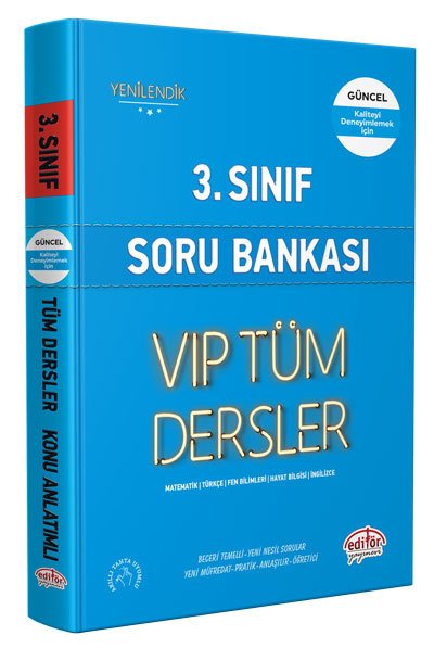Editör 3. Sınıf VIP Tüm Dersler Soru Bankası Mavi Kitap Editör Yayınları