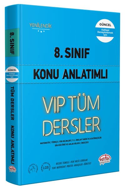 Editör 8. Sınıf VIP Tüm Dersler Konu Anlatımlı Mavi Kitap Editör Yayınları