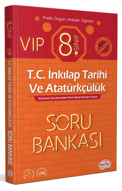 Editör 8. Sınıf VIP T.C. İnkılap Tarihi ve Atatürkçülük Soru Bankası Editör Yayınları