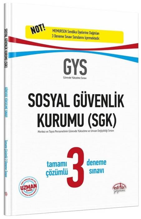 Editör GYS SGK 3 Deneme Çözümlü Görevde Yükselme Editör Yayınları