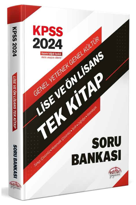 2024 KPSS Lise ve Önlisans Tek Kitap Soru Bankası Editör Yayınları