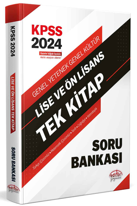 2024 KPSS Lise ve Ön Lisans Tek Kitap Soru Bankası Editör Yayınevi
