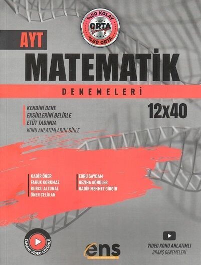  AYT Matematik 12 x 40 Denemeleri ENS Yayınları 