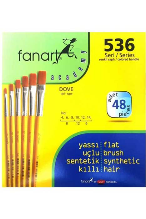 Fanart Academy Yassı DüzUç Fırça Seti 48'li Paket SET