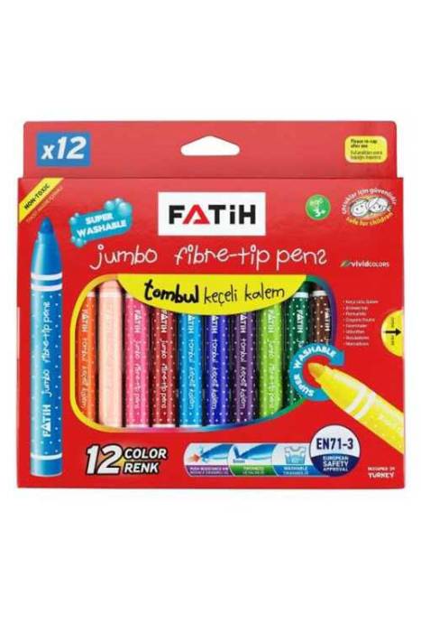 Fatih Keçeli Yıkanabilir Jumbo Boya Kalemi 12 Renk