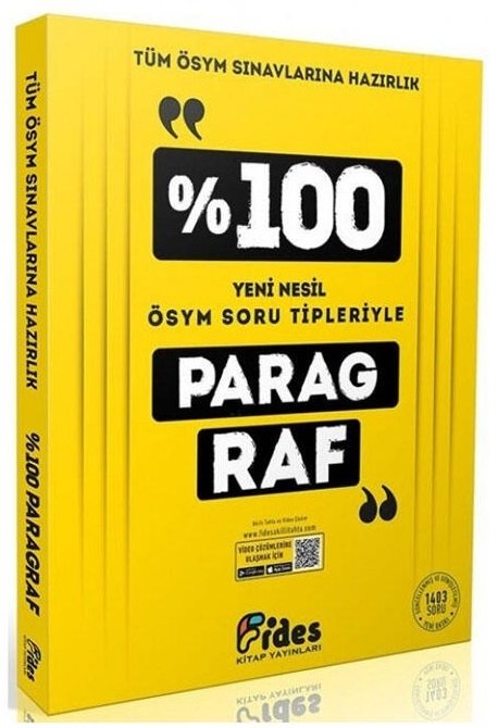 Fides Tüm ÖSYM Sınavlarına Hazırlık %100 Paragraf Soru Bankası Fides Yayınları