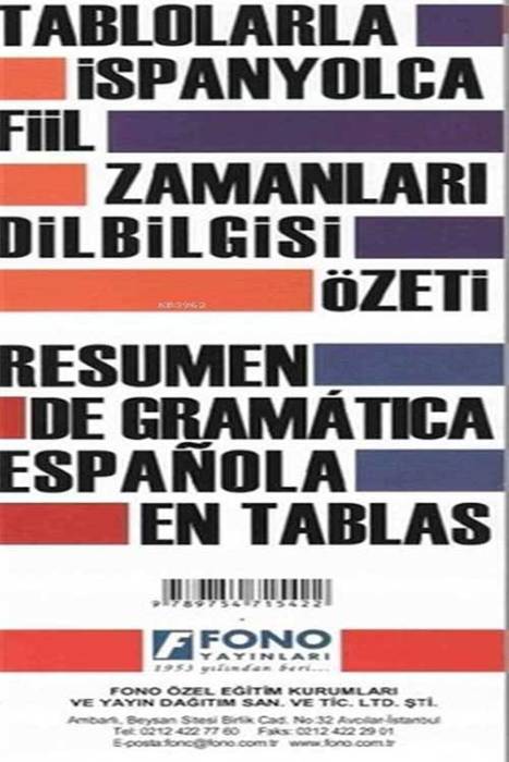 Fono İspanyolca Fiil Zamanları Tablo&Dilbilgisi Fono Yayınları