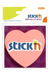 Hopax Stıckn Yapışkanlı Not Kağıdı Kalp Şekilli Fosforlu Pembe 50 YP 70x70 - Thumbnail