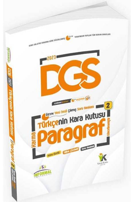 2023 DGS Türkçenin Kara Kutusu Paragraf 2. Cilt Konu Özetli Soru Havuzu İnformal Yayınları
