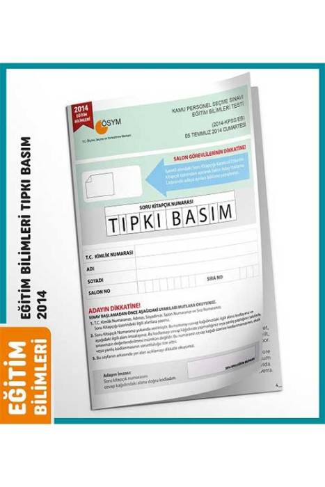 İnformal KPSS Eğitim Bilimleri 2014 Sınavı Tıpkı Basım Türkiye Geneli Deneme Dijital Çözümlü