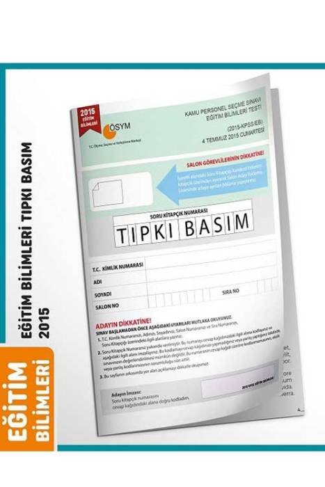 İnformal KPSS Eğitim Bilimleri 2015 Sınavı Tıpkı Basım Türkiye Geneli Deneme Dijital Çözümlü