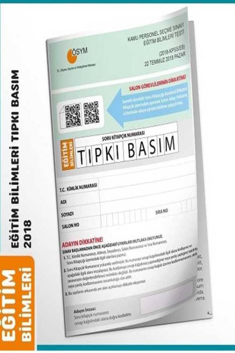 İnformal KPSS Eğitim Bilimleri 2018 Sınavı Tıpkı Basım Türkiye Geneli Deneme Dijital Çözümlü