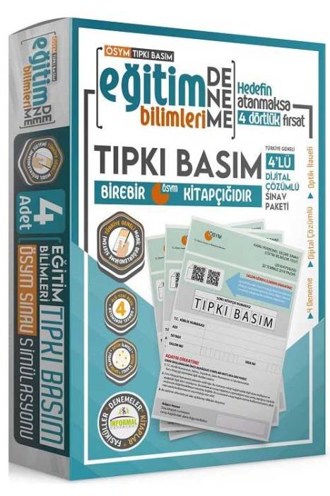 İnformal KPSS Eğitim Bilimleri Son 4 Yıl Tıpkı Basım 4 lü Türkiye Geneli Deneme Dijital Çözümlü
