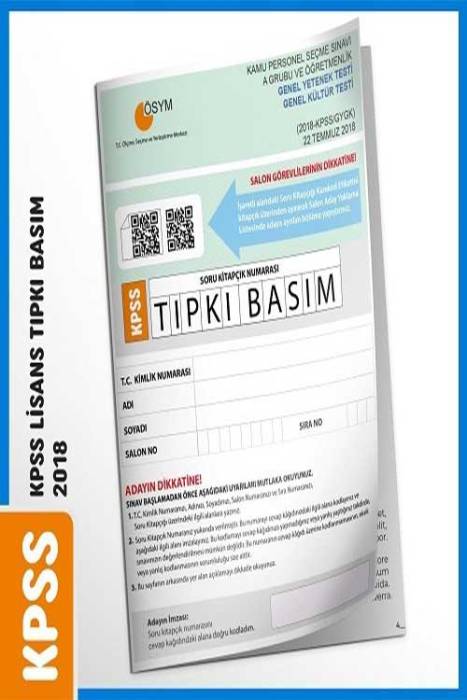 İnformal KPSS Genel Yetenek Genel Kültür 2018 Sınavı Tıpkı Basım Türkiye Geneli Deneme Dijital Çözümlü