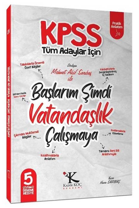 KPSS Başlarım Şimdi Vatandaşlık Çalışmaya Ders Notları Kadir Koç Akademi Yayınları