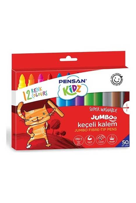 Kidz 12 Renk Yıkanabilir Jumboo Keçeli Kalem