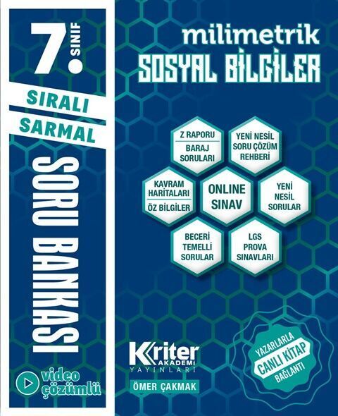 Kriter Akademi 7. Sınıf Sosyal Bilgiler Milimetrik Soru Bankası Video Çözümlü Kriter Akademi Yayınları