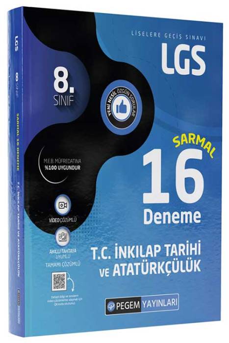 LGS 8. Sınıf T.C. İnkilap Tarihi ve Atatürkçülük Sarmal 16 Deneme Pegem Akademi Yayınları