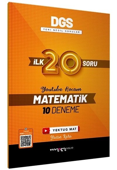2024 DGS Matematik YouTube Hocam İlk 20 Soru 10 Deneme Video Çözümlü - Yasin Kara Marka Yayınları