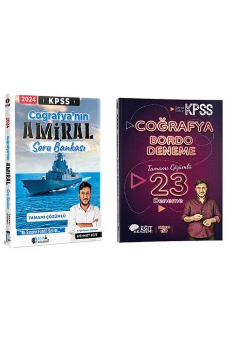 Mehmet Eğit KPSS 2024 Coğrafya Amiral Soru Bankası ve Bordo Deneme Seti
