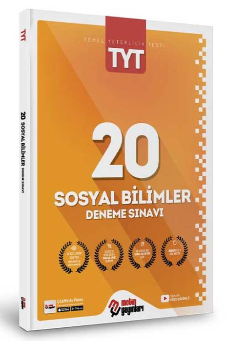 Metin TYT Sosyal Bilimleri 20 Deneme Sınavı Video Çözümlü Metin Yayınları