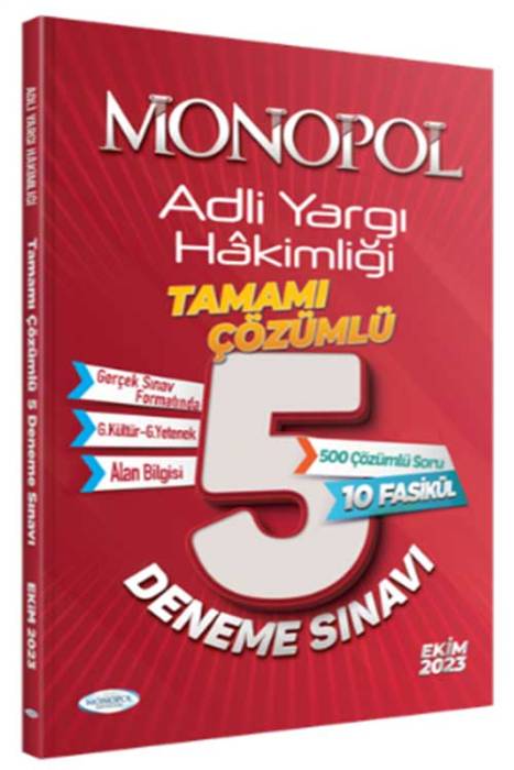 2023 Adli Yargı Hakimliği 5 Deneme Çözümlü Monopol Yayınları