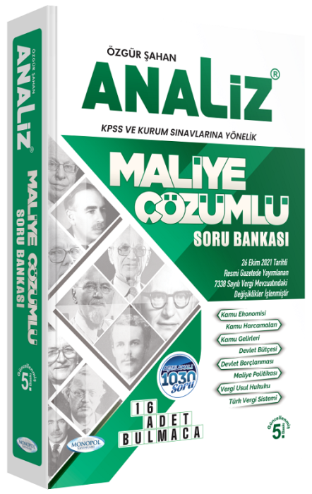 Monopol KPSS A Grubu Analiz Maliye Soru Bankası Çözümlü 5. Baskı - Özgür Şahan Monopol Yayınları