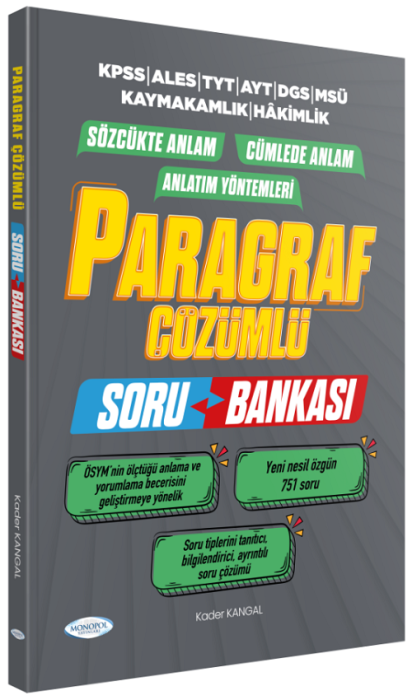 Monopol Tüm Sınavlar İçin Paragraf Soru Bankası Çözümlü Monopol Yayınları
