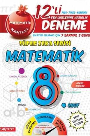 Nartest 8. Sınıf Süper Zeka Matematik 12 Deneme Nartest Yayınları