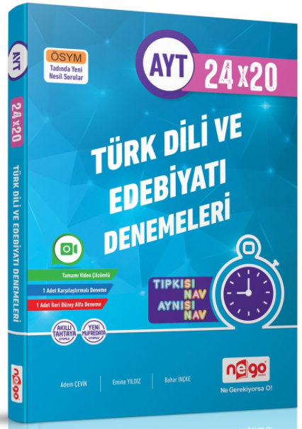 Nego AYT Türk Dili ve Edebiyatı 24x20 Branş Denemeleri Nego Yayınları