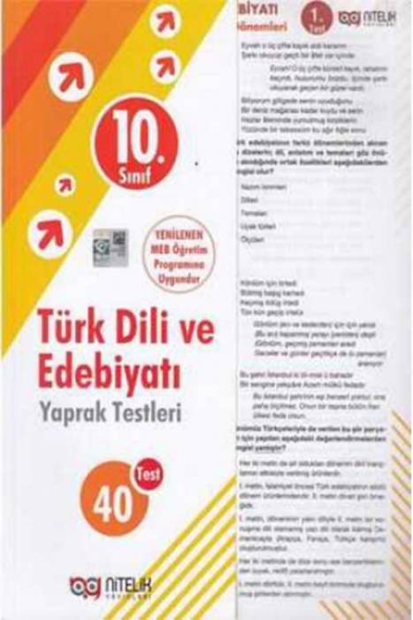 Nitelik 10. Sınıf Türk Dili ve Edebiyatı 40 Yaprak Test Nitelik Yayınları