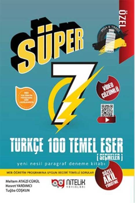 Nitelik 7. Sınıf Süper Türkçe 100 Tmel Eser Paragraf Deneme Kitabı Nitelik Yayınları