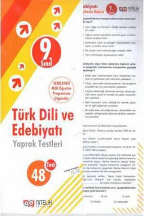 Nitelik 9.Sınıf Türk Dili Ve Edebiyatı Yaprak Testleri Nitelik Yayınları