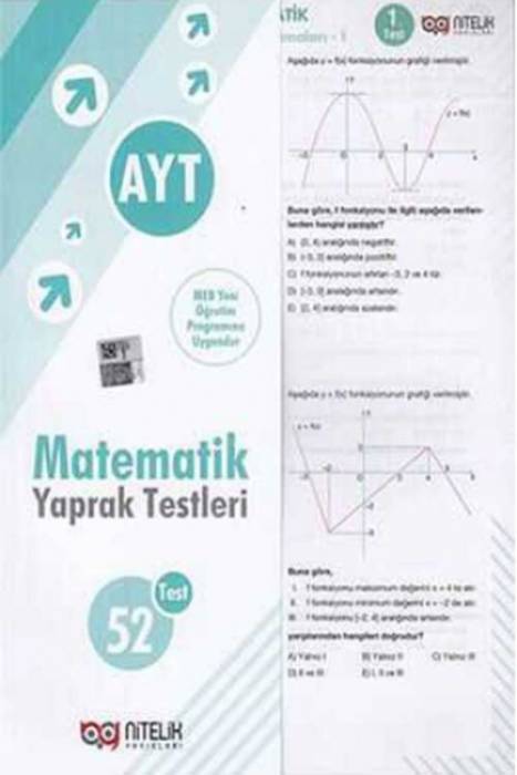 Nitelik AYT Sınıf Matematik 52 Yaprak Test Nitelik Yayınları