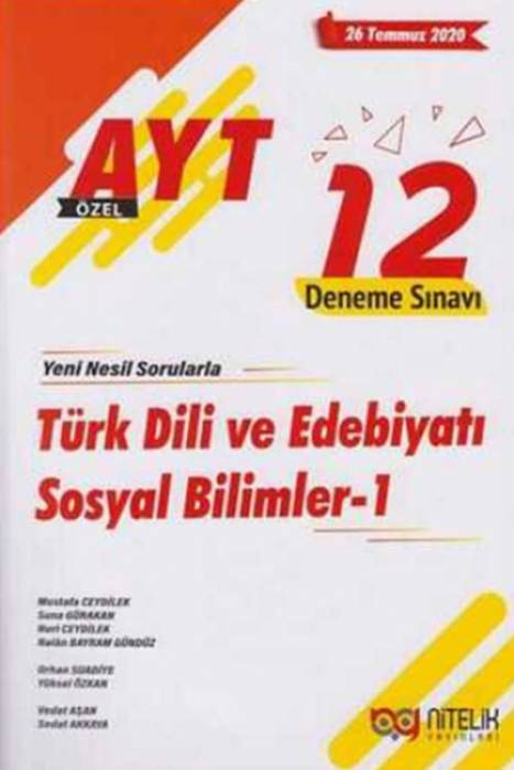 Nitelik AYT Türk Dili ve Edebiyatı Sosyal Bilimler 1 12 Deneme Sınavı Nitelik Yayınları