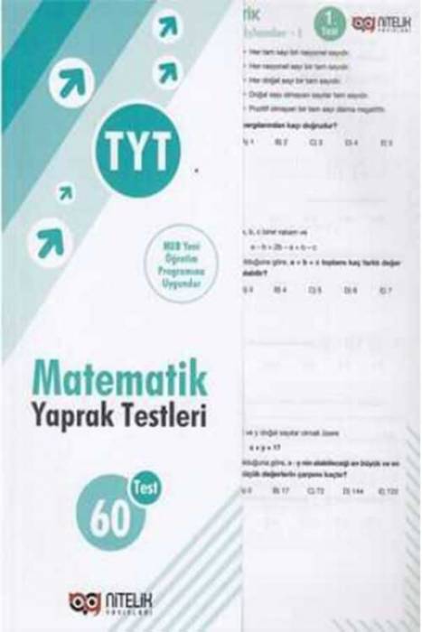 Nitelik TYT Matematik 60 Yaprak Test Nitelik Yayınları