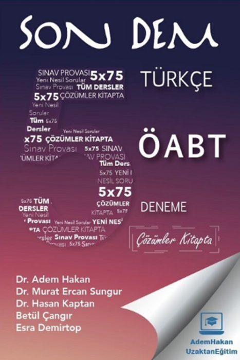 ÖABT Türkçe Öğretmenliği Son Dem 5 Deneme Çözümlü Adem Hakan Yayınları