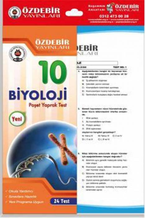 Özdebir 10. Sınıf Biyoloji Yaprak Test Özdebir Yayınları