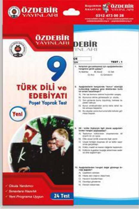 Özdebir 9. Sınıf Türk Dili ve Edebiyatı Yaprak Test Özdebir Yayınları