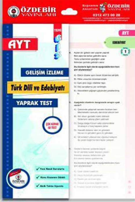 Özdebir YKS AYT Türk Dili ve Edebiyat Yaprak Test Özdebir Yayınları