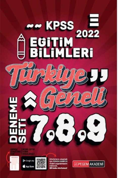 Pegem 2022 KPSS Eğitim Bilimleri Türkiye Geneli 3 Deneme (7-8-9) Pegem Akademi Yayınları