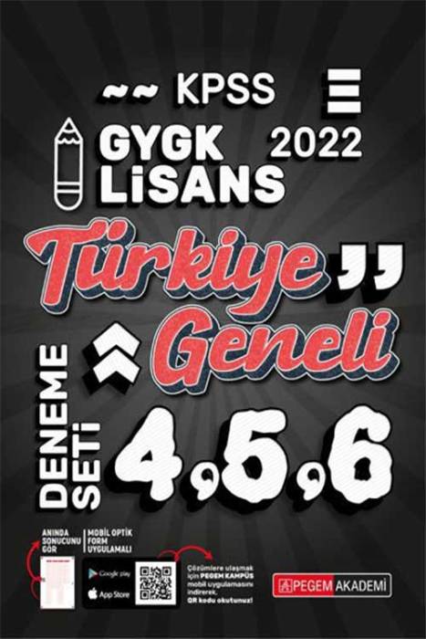 Pegem 2022 KPSS Genel Yetenek Genel Kültür Türkiye Geneli 3 Deneme (4-5-6) Pegem Akademi Yayınları