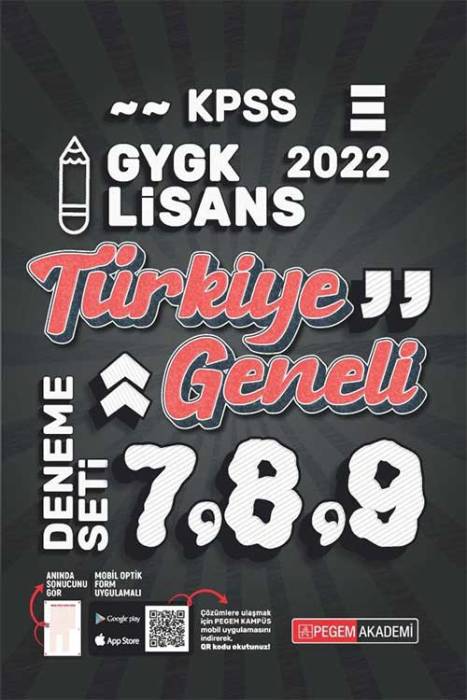 Pegem 2022 KPSS Genel Yetenek Genel Kültür Türkiye Geneli 3 Deneme (7-8-9) Pegem Akademi Yayınları
