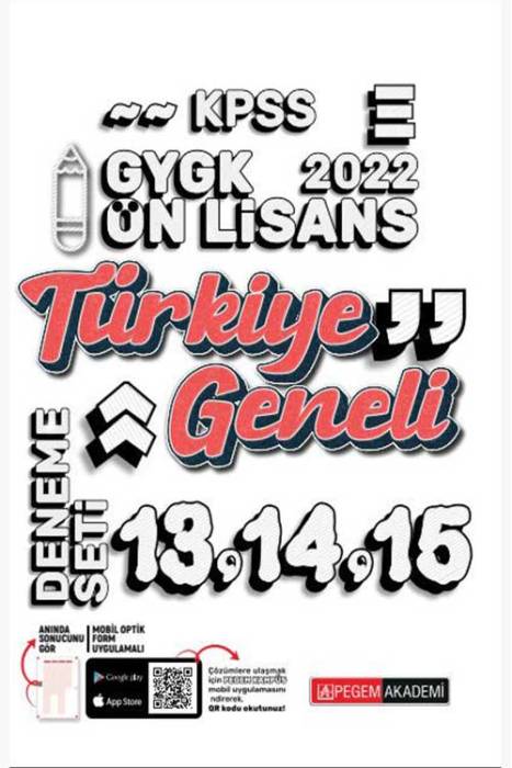 Pegem 2022 KPSS Lise Ön Lisans GYGK Türkiye Geneli 3 Deneme (13-14-15)