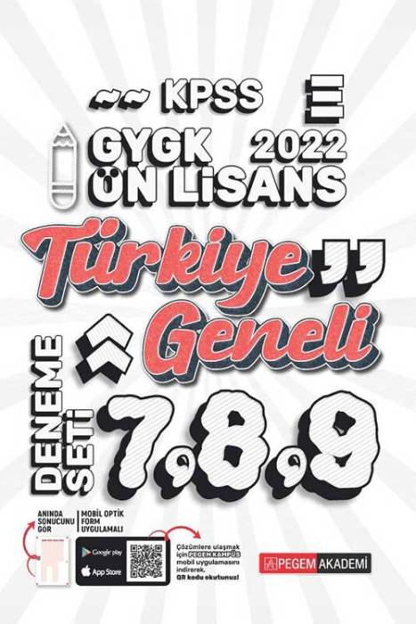 Pegem 2022 KPSS Lise Ön Lisans GYGK Türkiye Geneli 3 Deneme (7-8-9) Pegem Akademi Yayınları