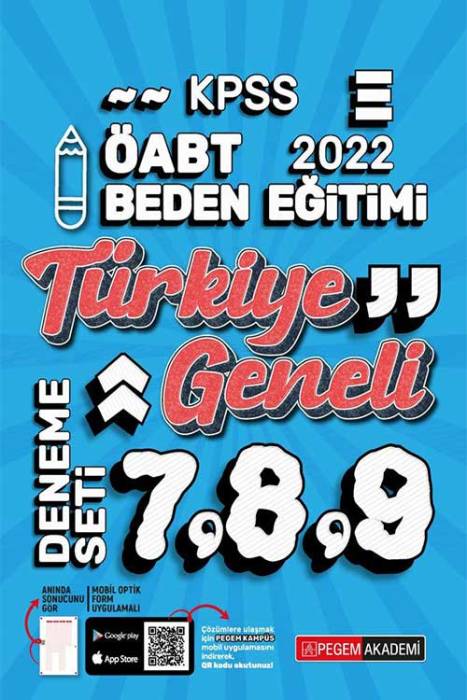 Pegem 2022 ÖABT Beden Eğitimi Öğretmenliği Türkiye Geneli 3 Deneme (7-8-9) Pegem Akademi Yayınları