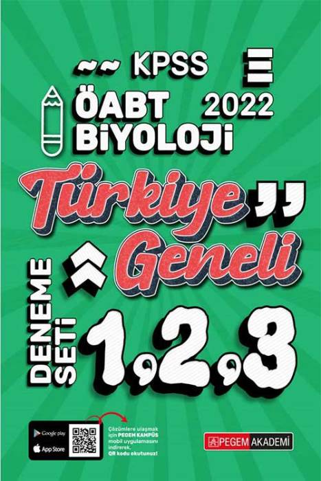 Pegem 2022 ÖABT Biyoloji Öğretmenliği Türkiye Geneli 3 Deneme (1-2-3) Pegem Akademi Yayınları