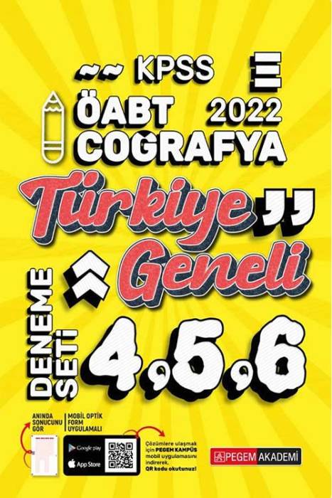 Pegem 2022 ÖABT Coğrafya Öğretmenliği Türkiye Geneli 3 Deneme (4-5-6) Pegem Akademi Yayınları